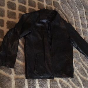 Men’s black leather jacket